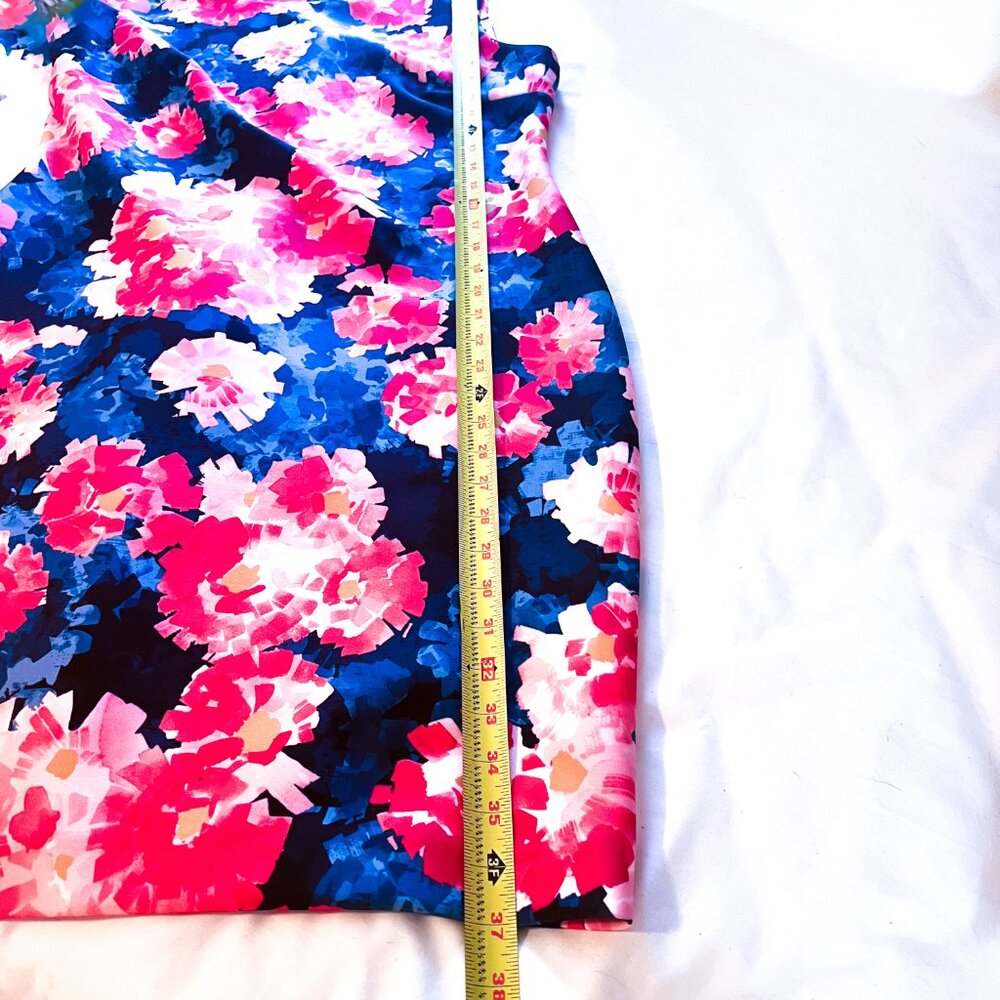 Tommy Hilfiger navy floral scuba sheath dress! Size 12 Navy blue red pink - Picture 9 of 11
